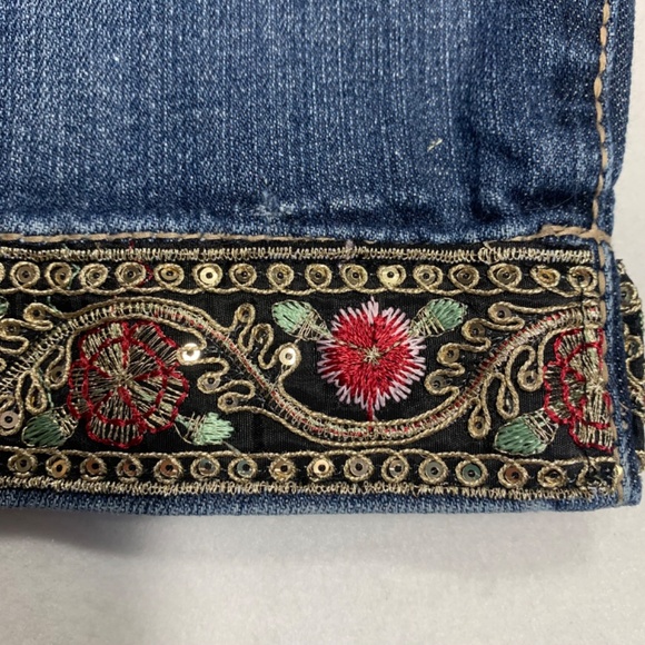 KUT Womens Jeans | Cropped Boho Upcycled | Hippie Festival | Burgundy Black | Si - Picture 7 of 12